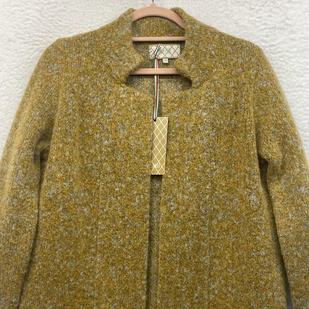 Mia Mai Coat Womens XS Mustard Yellow Boucle Wool Blend Mohair Jacket Italy - Picture 4 of 12